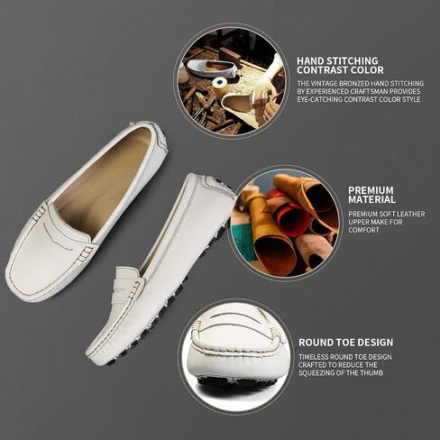 Artisure Women's Classic Comfort Leather Penny Loafers Casual Slip-Ons Lightweight Walking Flats Driving Mocs Boat Shoes in Saudi Arabia