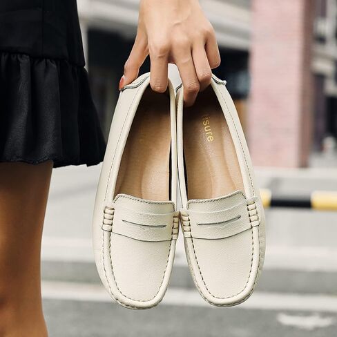 Artisure Women's Classic Comfort Leather Penny Loafers Casual Slip-Ons Lightweight Walking Flats Driving Mocs Boat Shoes in Saudi Arabia