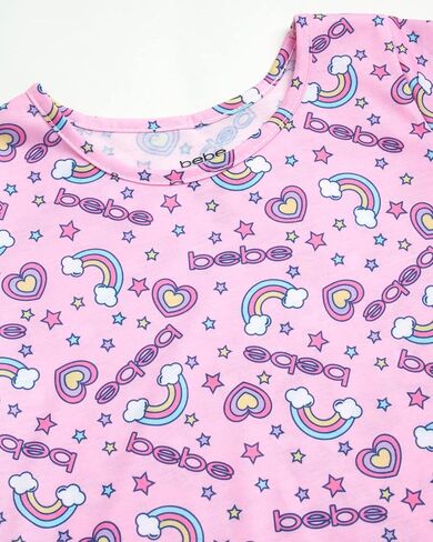 bebe Girls' Pajamas - 2 Pack Short Sleeve Sleep Shirt Nightgown (Size: 5-16) in Saudi Arabia