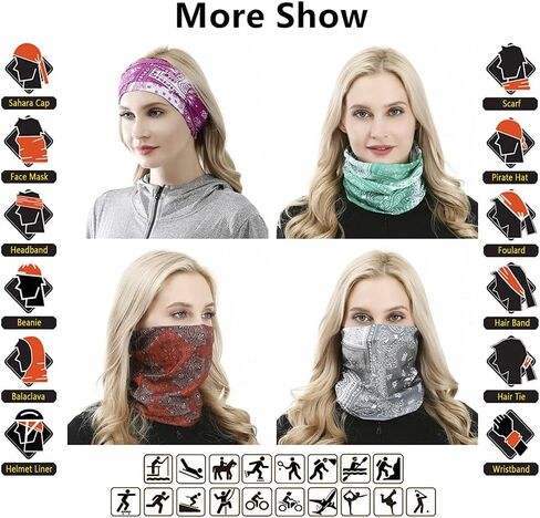 VANCROWN Neck Gaiter Headband Headwear Head Wrap Face Mask Magic Scarf Bandana for Men and Women in Kuwait
