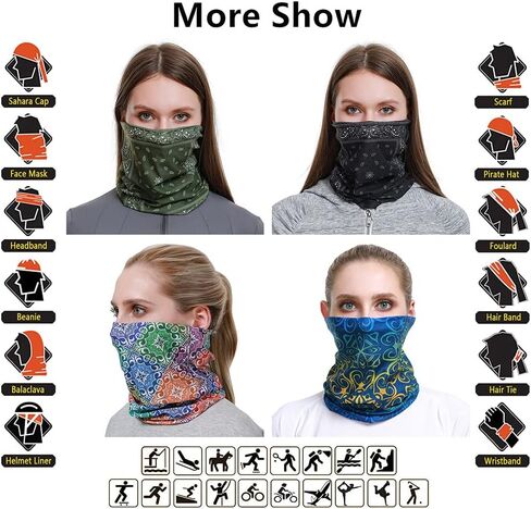 VANCROWN Neck Gaiter Headband Headwear Head Wrap Face Mask Magic Scarf Bandana for Men and Women in Kuwait