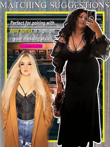 Kaei&Shi Plus Size Eyelash Lace Bodysuit, Snap Crotch Sexy Top Lingerie, Club Outfit in Saudi Arabia