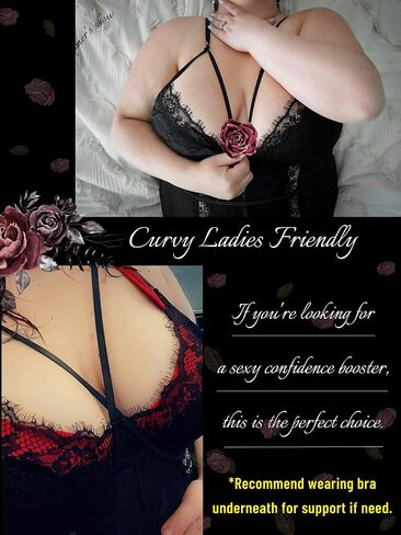 Kaei&Shi Plus Size Eyelash Lace Bodysuit, Snap Crotch Sexy Top Lingerie, Club Outfit in Saudi Arabia