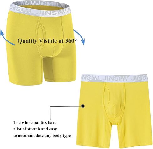 JINSHI Mens Long Leg Bamboo Rayon Boxer Briefs Underwear Multipack in Kuwait