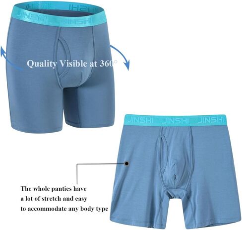 JINSHI Mens Long Leg Bamboo Rayon Boxer Briefs Underwear Multipack in Saudi Arabia