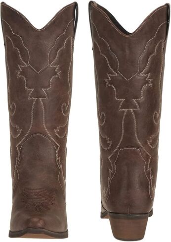 Womens Western Cowgirl Cowboy Boots Mid Calf Snip Toe Fashion Shoes in Kuwait