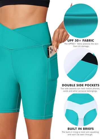 Aleumdr 5" Swim Shorts for Women High Waisted Tummy Control Board Shorts Swim Bottoms with Pockets UPF 50+ in Saudi Arabia