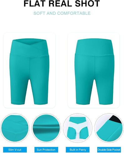 Aleumdr 5" Swim Shorts for Women High Waisted Tummy Control Board Shorts Swim Bottoms with Pockets UPF 50+ in Saudi Arabia