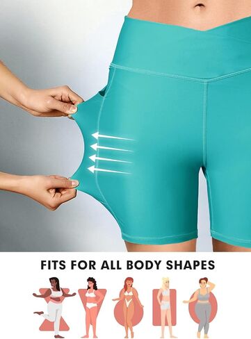 Aleumdr 5" Swim Shorts for Women High Waisted Tummy Control Board Shorts Swim Bottoms with Pockets UPF 50+ in Saudi Arabia