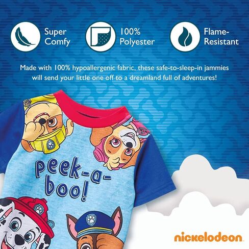 Nickelodeon Boys' Little Paw Patrol | Baby Shark 2-Piece Loose-Fit Pajamas Set, Peekaboo 2, 2T in Saudi Arabia