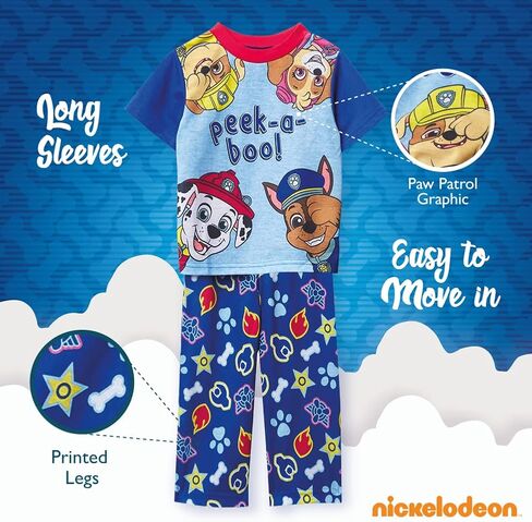 Nickelodeon Boys' Little Paw Patrol | Baby Shark 2-Piece Loose-Fit Pajamas Set, Peekaboo 2, 2T in Saudi Arabia