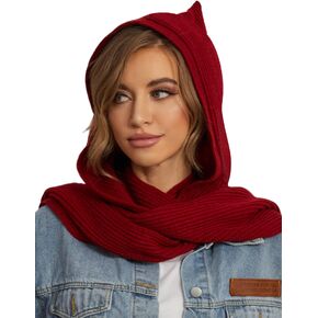 Zilcremo Women Winter Knitted Hooded Long Scarf Warm Shawl Wrap Head Scarves