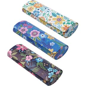 JAVOedge [3 PACK], Various Pattern Long Oval Hard Glasses Case Includes Microfiber Cleaning Cloth in Saudi Arabia