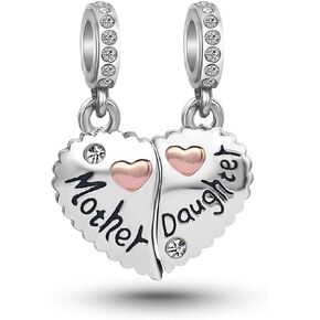 KunBead Heart Love Mother and Daughter Dangle Charms for Bracelets Birthday Gift for Mom for Women Girls in Saudi Arabia