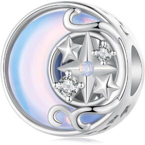 VOROCO Coffee Moon Star Dream Catcher Charms for Bracelet 925 Sterling Silver Dangle & Beads Charm for Charm Bracelet and Necklace DIY Charm Jewelry Gifts for Women and Girls