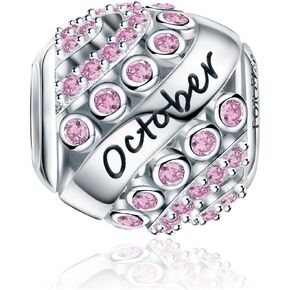 FOREVER QUEEN Birthstone Charms for Charms Bracelet- 925 Sterling Silver Bead Openwork Charms, Happy Birthday Charms for Bracelet and Necklace Valentine's Day Mother's Day Gift in Saudi Arabia
