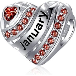 Birthstone Heart Charms for Charms Bracelet-925 Sterling Silver Love Heart Bead Charms For Bracelets and Necklaces, Birthday Gifts For Women. in Saudi Arabia