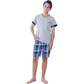 Big Boys Long Sleeve Plaid Pajamas Cotton Young Teens Sleepwear 10-16Years in Saudi Arabia