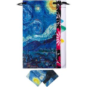 Aatacas Soft Eyeglass Pouch 3 Pack - Microfiber Screen Cleaning Bag Pouch for Glasses