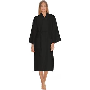 Waffle Robe for Women by Boca Terry, Waffle Knit Robe, Long Cotton Kimono Hotel Bathrobe