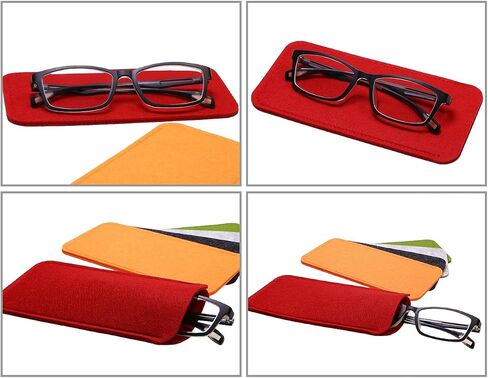 Shapenty 5 Colors Portable Felt Eyeglass Pouch Case Reading Glasses Bag Soft Slip In Sunglasses Holder Sleeve for Eye Glasses Protection and Travel Storage, 5PCS in Saudi Arabia
