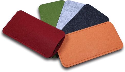 Shapenty 5 Colors Portable Felt Eyeglass Pouch Case Reading Glasses Bag Soft Slip In Sunglasses Holder Sleeve for Eye Glasses Protection and Travel Storage, 5PCS in Saudi Arabia