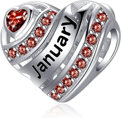 Birthstone Heart Charms for Charms Bracelet-925 Sterling Silver Love Heart Bead Charms For Bracelets and Necklaces, Birthday Gifts For Women. in Kuwait