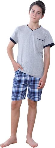 Big Boys Long Sleeve Plaid Pajamas Cotton Young Teens Sleepwear 10-16Years in Kuwait
