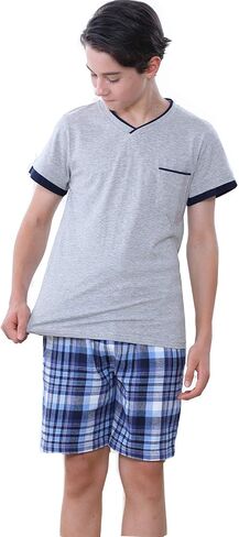 Big Boys Long Sleeve Plaid Pajamas Cotton Young Teens Sleepwear 10-16Years in Kuwait