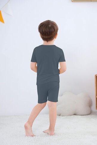 GUISBY Rayon Baby Toddler Kids Girls Boys Soft Short Pjs Cool Summer Pajamas 2pcs Sets in Kuwait
