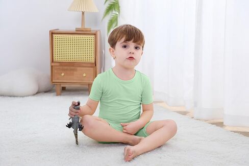 GUISBY Rayon Baby Toddler Kids Girls Boys Soft Short Pjs Cool Summer Pajamas 2pcs Sets in Kuwait
