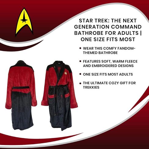 Star Trek: The Next Generation Command Bathrobe for Men And Women | Soft Plush Spa Robe for Adults | Lightweight Fleece Shower Robe With Belted Tie | One Size Fits Most Adults in Saudi Arabia