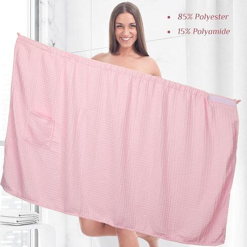 8 Pcs Waffle Body Bath Wrap for Women Knee Length Bath Towel Wrap with Pocket Adjustable Closure for Spa Shower (Grey) in Saudi Arabia