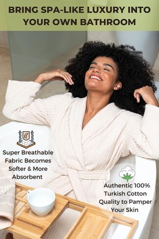 PAMUKTAN 100% Organic Turkish Cotton Bathrobe Towel Robe - Terry Cloth Spa Robe Lightweight Absorbent Shower Robe in Saudi Arabia