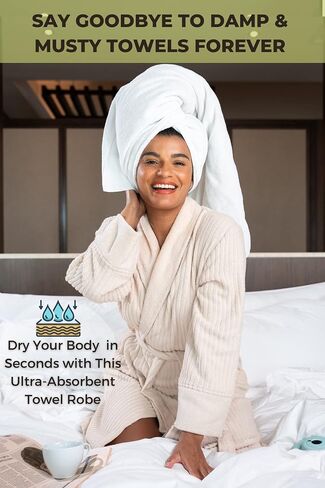 PAMUKTAN 100% Organic Turkish Cotton Bathrobe Towel Robe - Terry Cloth Spa Robe Lightweight Absorbent Shower Robe in Saudi Arabia
