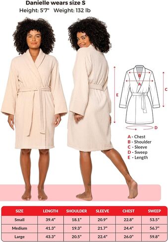 PAMUKTAN 100% Organic Turkish Cotton Bathrobe Towel Robe - Terry Cloth Spa Robe Lightweight Absorbent Shower Robe in Saudi Arabia