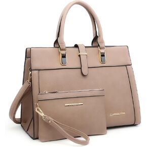 Women's Handbag Flap-over Belt Shoulder Bag Top Handle Tote Satchel Purse Work Bag w/Matching Wristlet in Kuwait