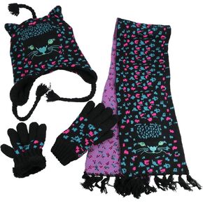 N'Ice Caps Girls Boys Hat/Scarf/Glove Knit Accessory Set - Warm Sherpa Lined