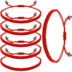 6 قطع سوار أحمر قابل للتعديل مع سوار مضفر عقدة Kabbalah للحماية، الحظ الجيد، الصداقة، التخرج، أعياد الميلاد، العشاق in Kuwait