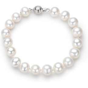 DENGGUANG Freshwater Cultured Pearl Bracelet White Pearl All Shape Clasp Strand Bracelets for Women Jewelry Gift Size: 6-7mm/7-8mm/8-9mm/9-10mm/10-11mm
