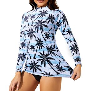 قميص سباحة نسائي بأكمام طويلة من Holipick، قميص سباحة للحماية من الأشعة فوق البنفسجية بعامل حماية من أشعة الشمس 50+، قميص سباحة علوي فقط in Kuwait