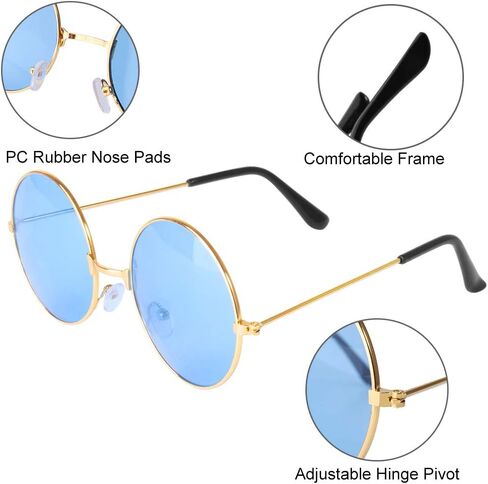 ONESING 8-20 Pairs Round Hippie Sunglasses Circle Sunglasses for Women Glasses Multicoloured Hippie Headband Disco Party in Saudi Arabia