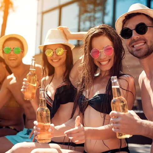 ONESING 8-20 Pairs Round Hippie Sunglasses Circle Sunglasses for Women Glasses Multicoloured Hippie Headband Disco Party in Saudi Arabia