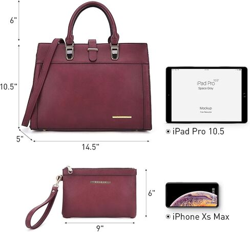 Women's Handbag Flap-over Belt Shoulder Bag Top Handle Tote Satchel Purse Work Bag w/Matching Wristlet in Saudi Arabia