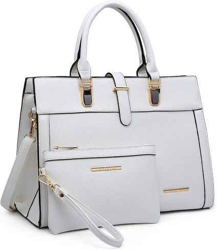 Women's Handbag Flap-over Belt Shoulder Bag Top Handle Tote Satchel Purse Work Bag w/Matching Wristlet in Saudi Arabia