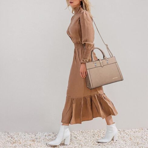 Women's Handbag Flap-over Belt Shoulder Bag Top Handle Tote Satchel Purse Work Bag w/Matching Wristlet in Kuwait