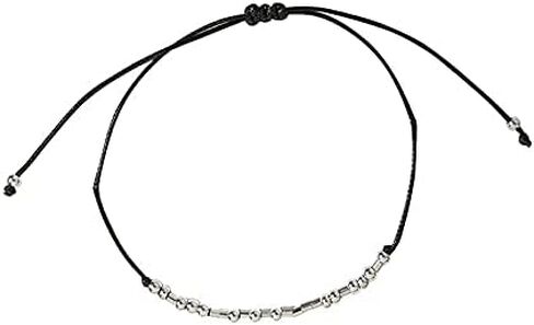 Dainty Beads Never Give Up Morse Code Bracelet Jewelry for Her Sterling Silver Beads on Silk Cord for Women Men Girls Boys in Kuwait