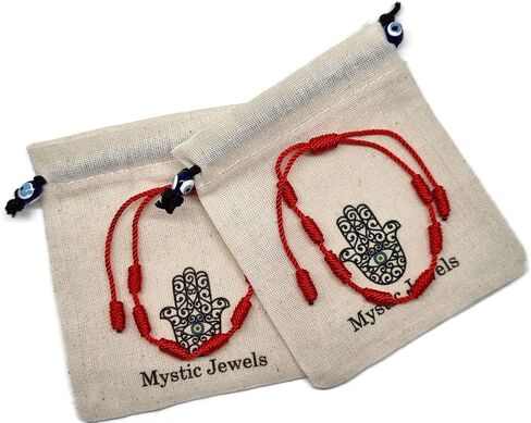 MYSTIC JEWELS من داليا – سوار الكابالا – 7 عقدة من الخيط الأحمر – للجنسين – قابل للتعديل – حماية العين – حظ سعيد – حظ سعيد in Kuwait