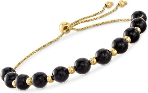 Ross-Simons Black Onyx and 14kt Yellow Gold Bead Bolo Bracelet in Saudi Arabia