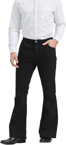 Wbestwind Men's Relaxed Stretch Vintage 60s 70s Bell Bottom Pants Fit 70s Disco Outfits Comfort Flared Retro Leg in Saudi Arabia